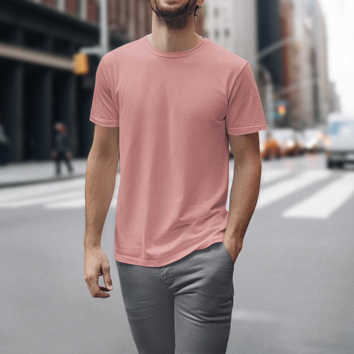 Gravitee Coral Dust pink Regular T-Shirt for Men – Atmospheric Elevations Collection | Gravitee Atelier