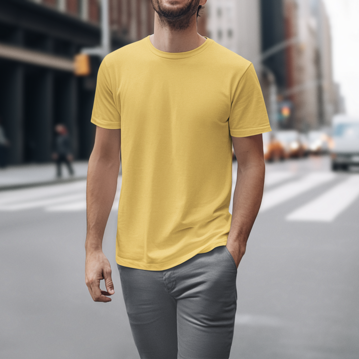 Gravitee Harvest Wheat yellow Regular T-Shirt for Men – Atmospheric Elevations Collection | Gravitee Atelier