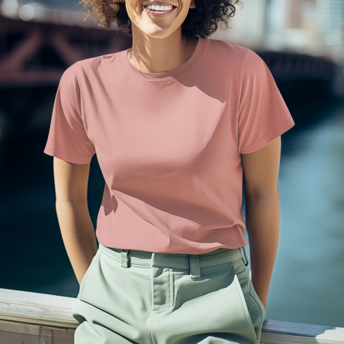 Gravitee Coral Dust pink Regular T-Shirt for Women – Atmospheric Elevations Collection | Gravitee Atelier