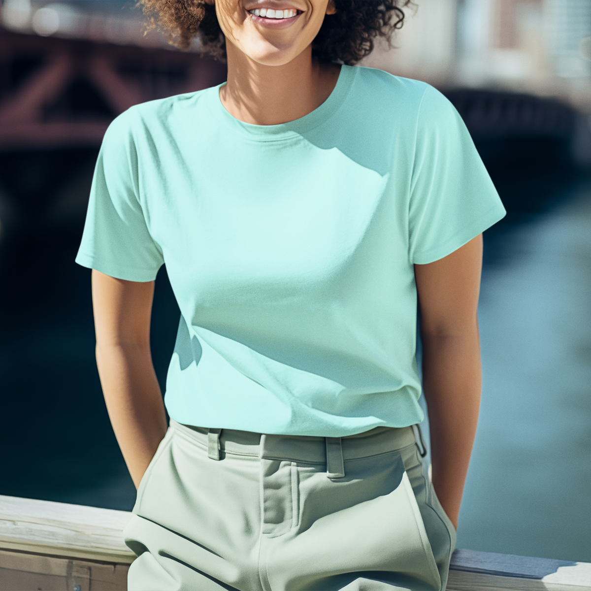Gravitee Frosted Aqua blue Regular T-Shirt for Women – Atmospheric Elevations Collection | Gravitee Atelier