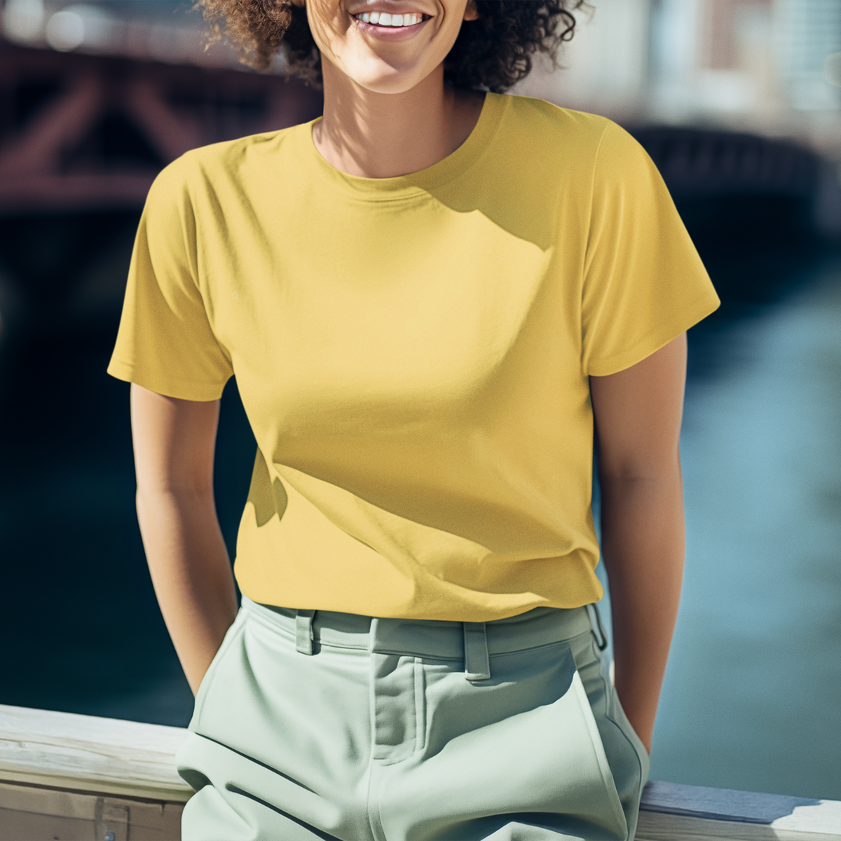 Gravitee Harvest Wheat yellow Regular T-Shirt for Women – Atmospheric Elevations Collection | Gravitee Atelier