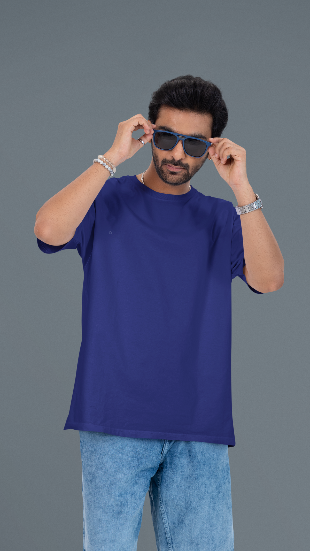 Gravitee Twilight Ocean blue Oversized T-Shirt for Men – Earth Anchors Collection | Gravitee Atelier