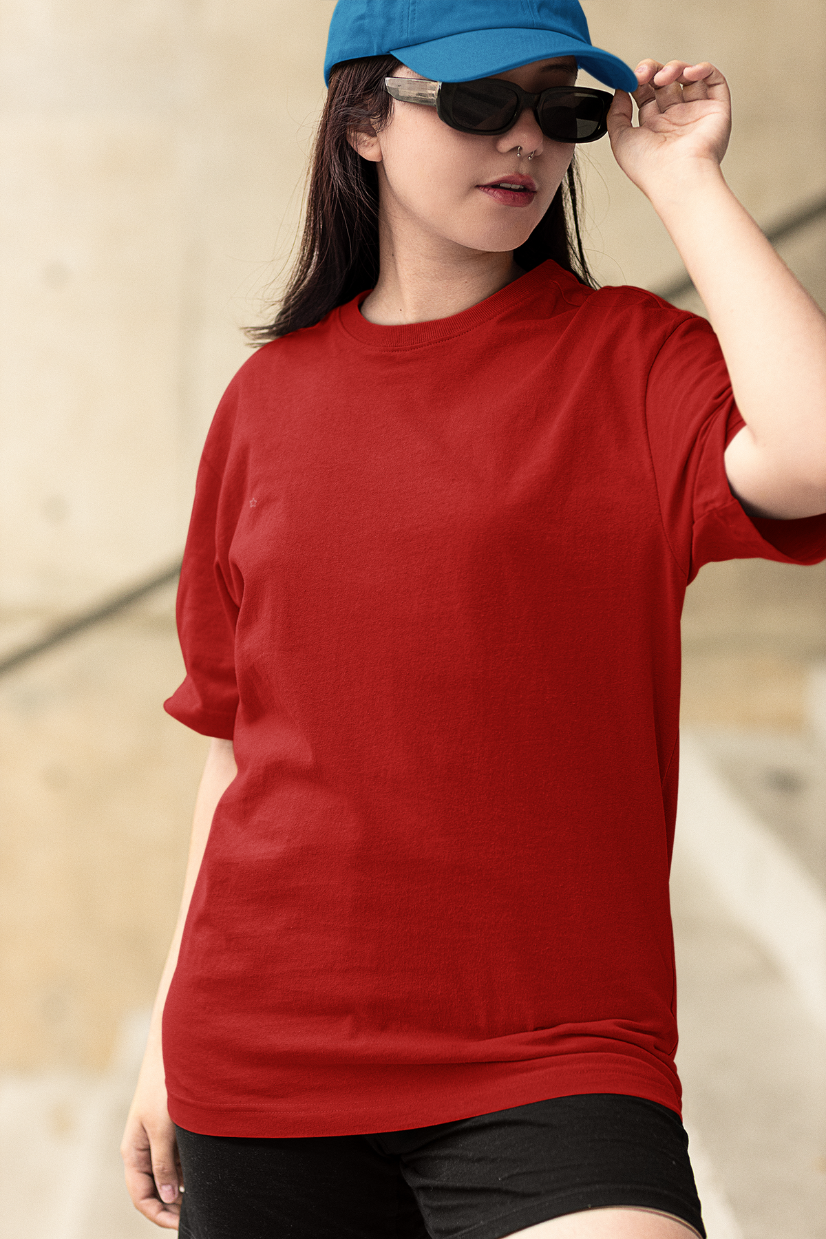 Gravitee Cherry Berry red Oversized T-Shirt for Women – Earth Anchors Collection | Gravitee Atelier