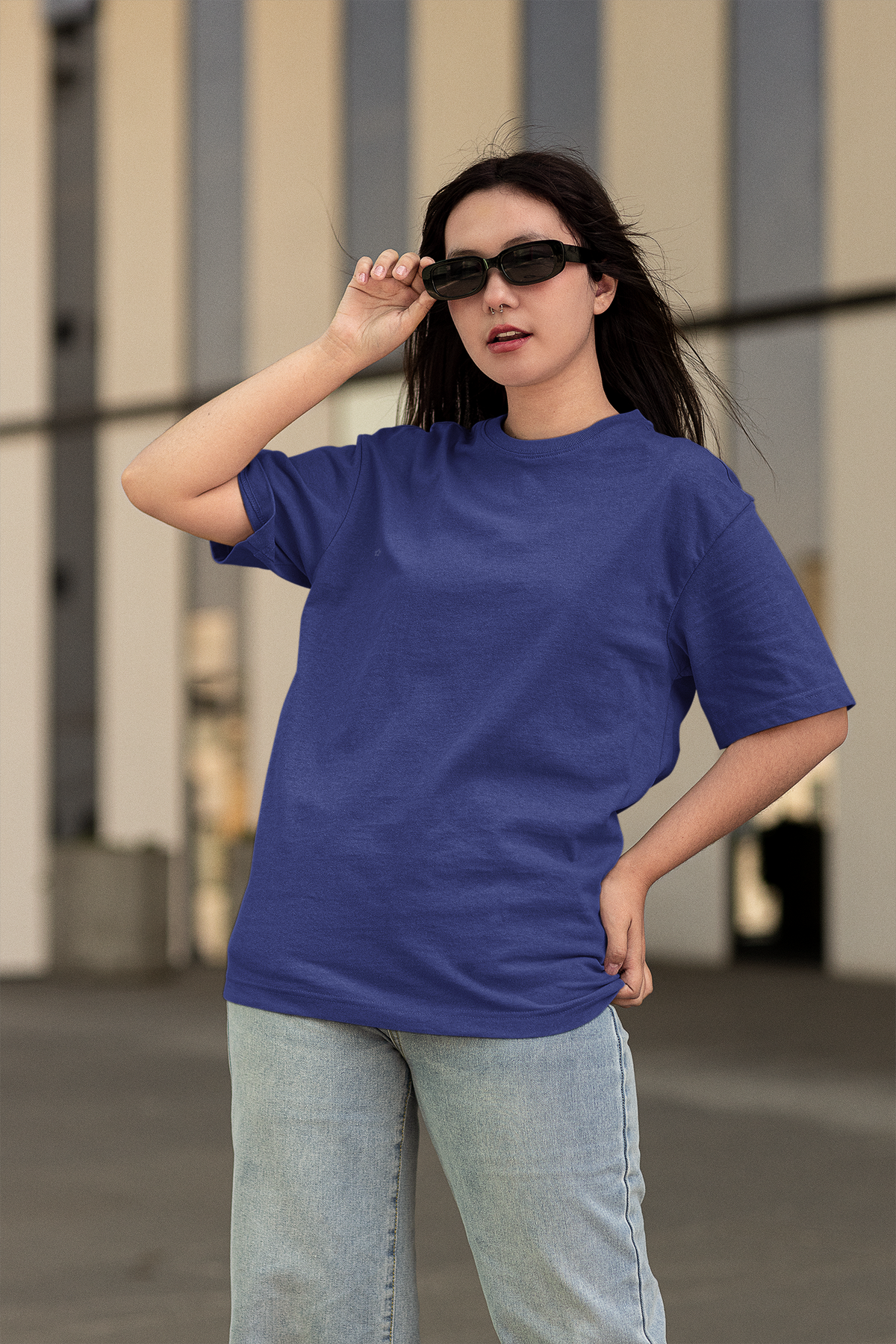 Gravitee Twilight Ocean blue Oversized T-Shirt for Women – Earth Anchors Collection | Gravitee Atelier