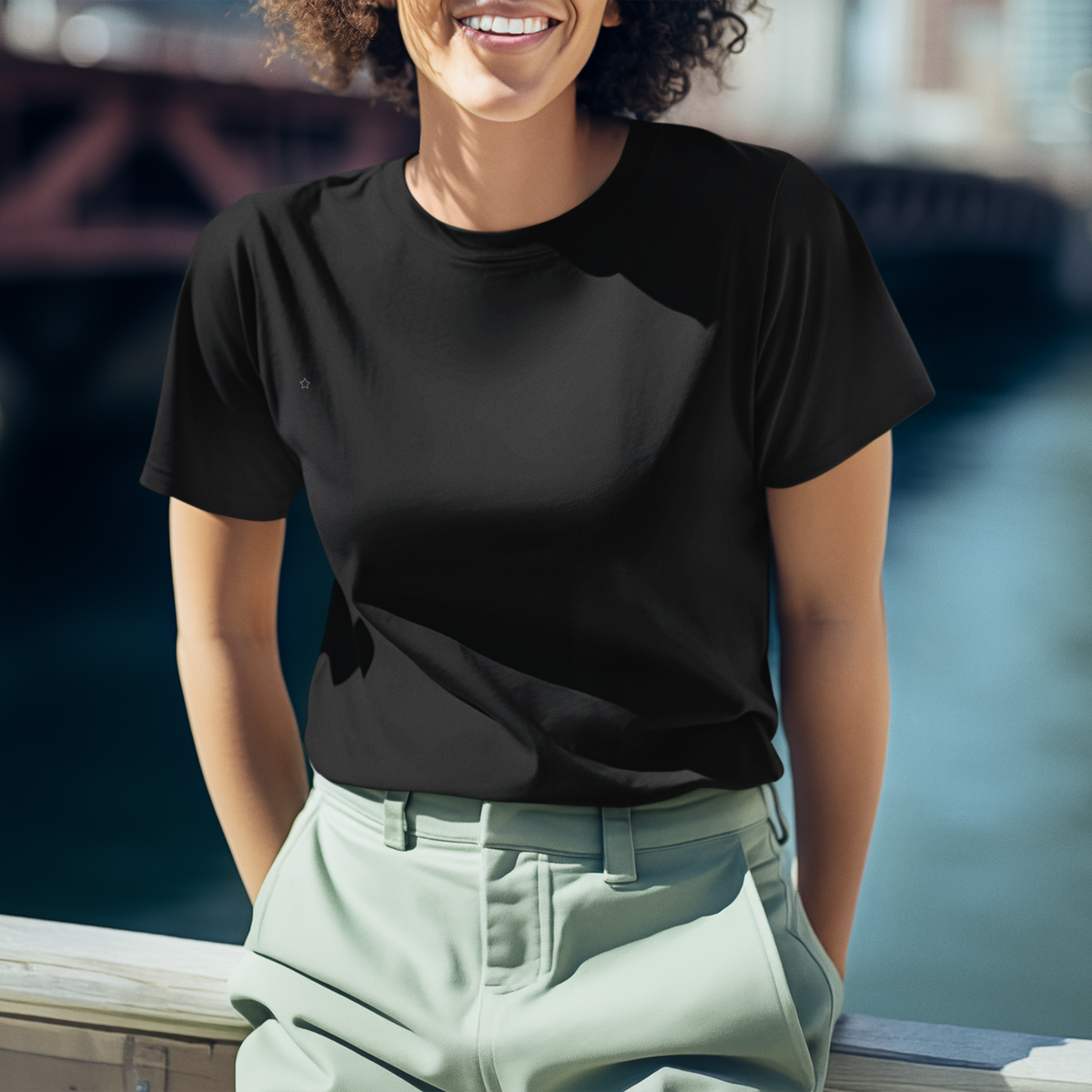 Gravitee Obsidian Night black Regular T-Shirt for Women – Earth Anchors Collection | Gravitee Atelier