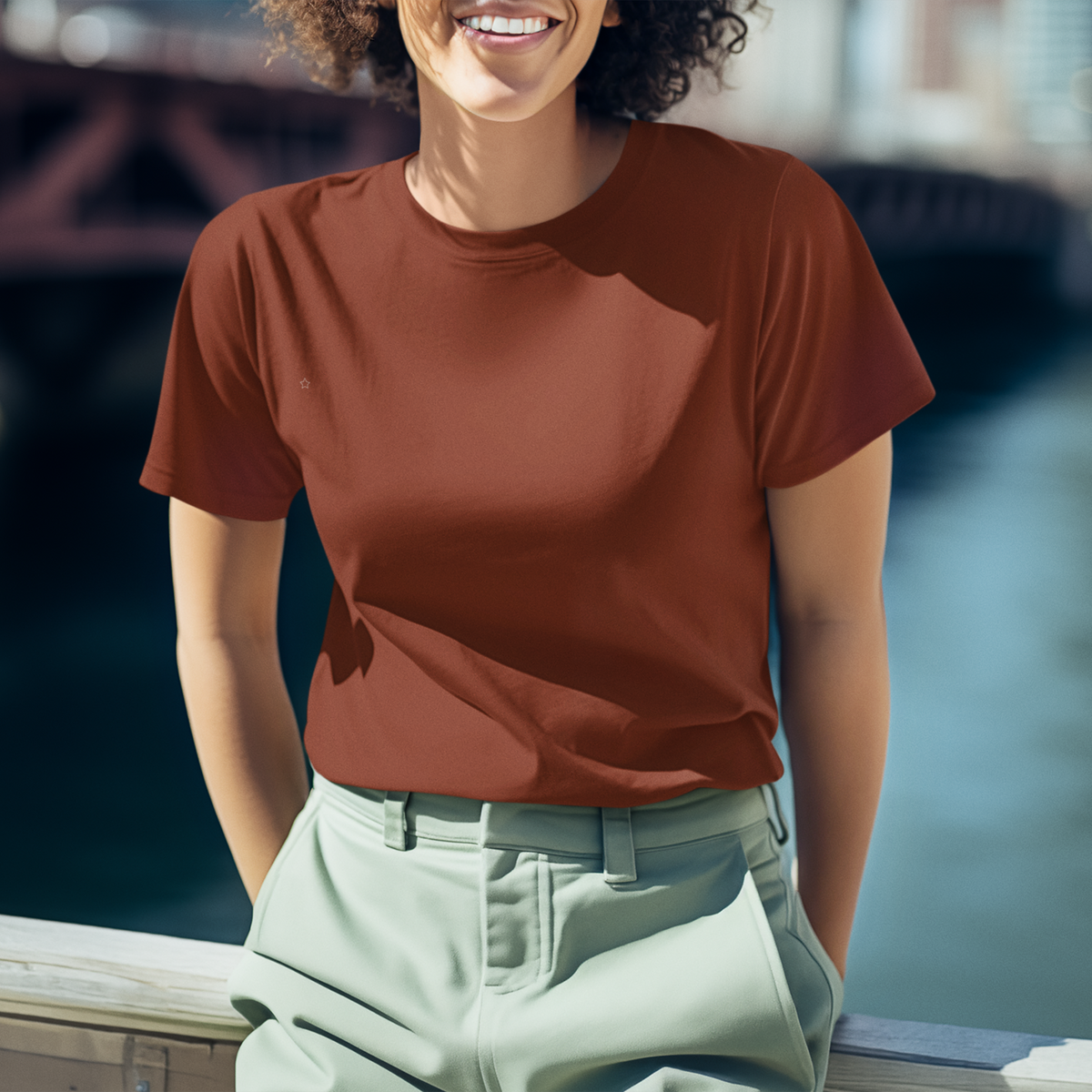 Gravitee Rustic Chestnut brown Regular T-Shirt for Women – Earth Anchors Collection | Gravitee Atelier