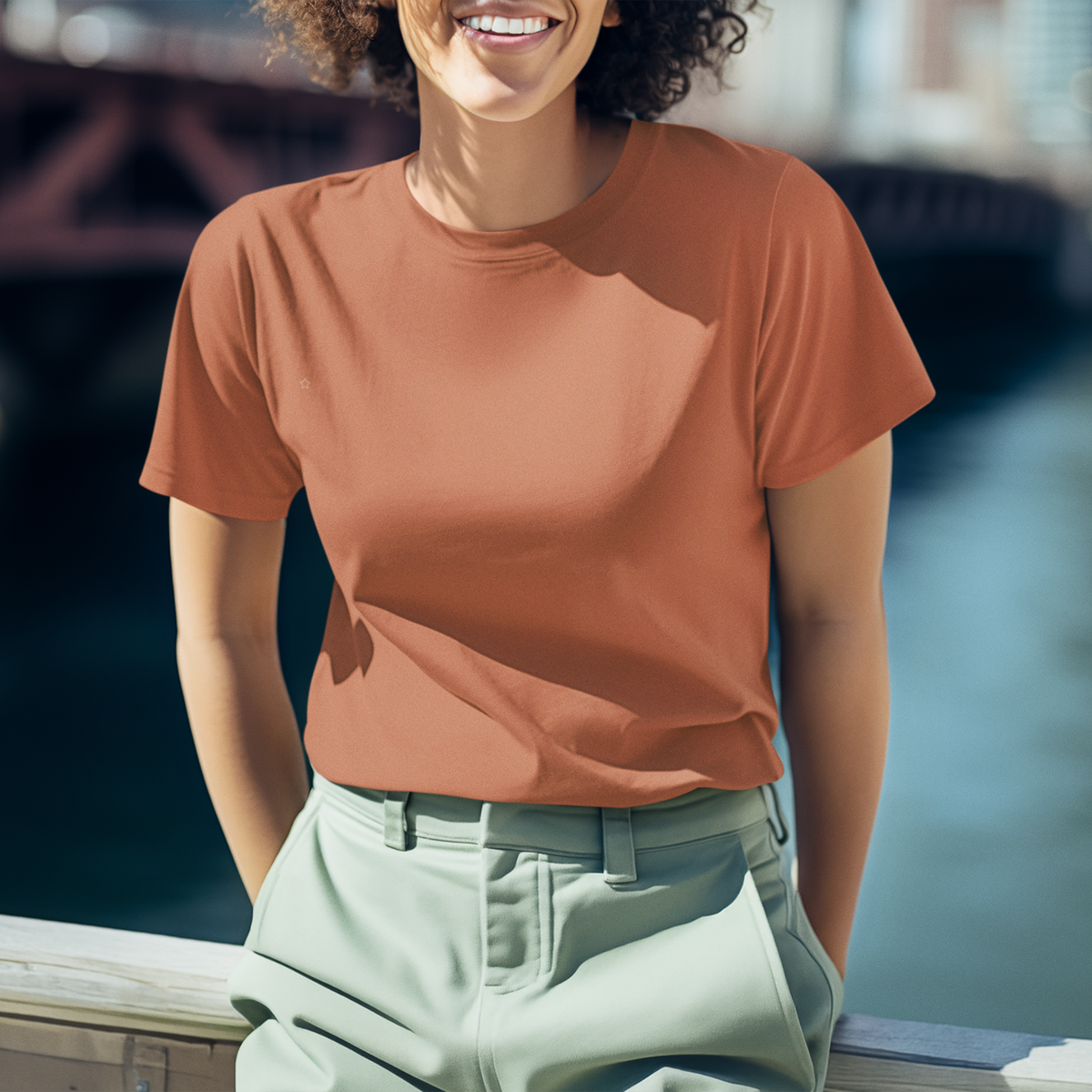 Gravitee Sunset Clay orange Regular T-Shirt for Women – Earth Anchors Collection | Gravitee Atelier