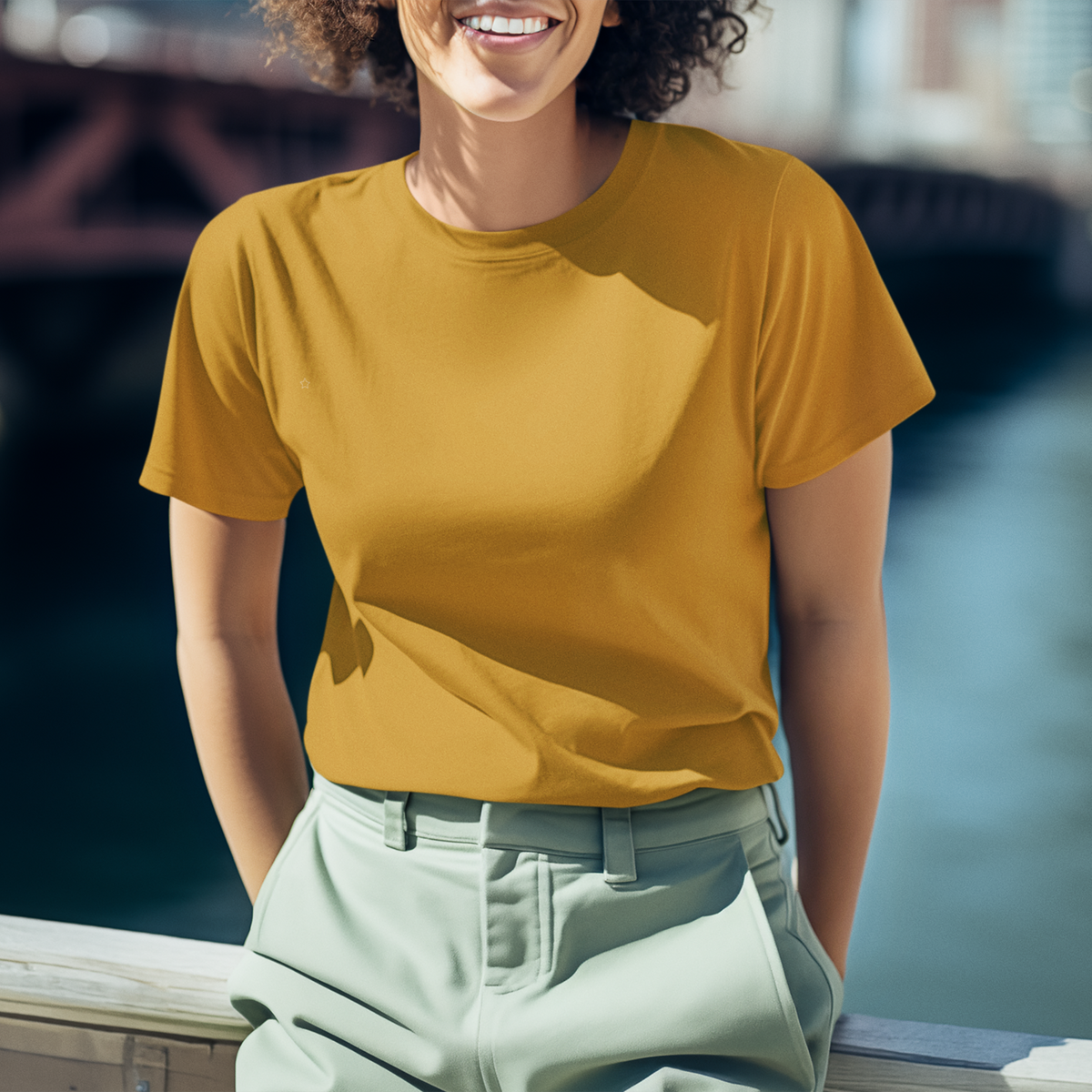 Gravitee Wild Honey yellow Regular T-Shirt for Women – Earth Anchors Collection | Gravitee Atelier