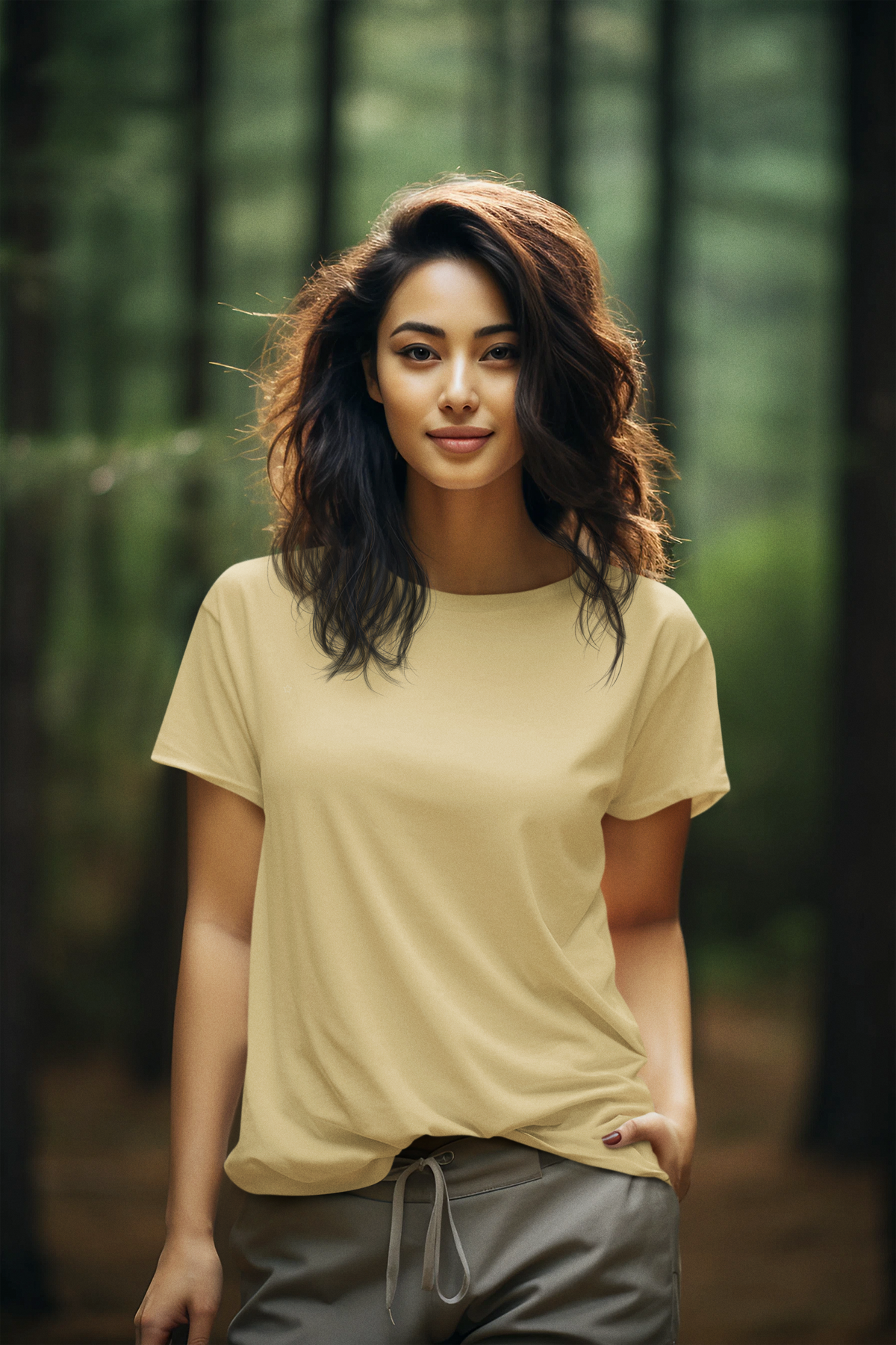 Gravitee Desert Dune beige Regular T-Shirt for Women – Premium Supima Collection | Gravitee Atelier