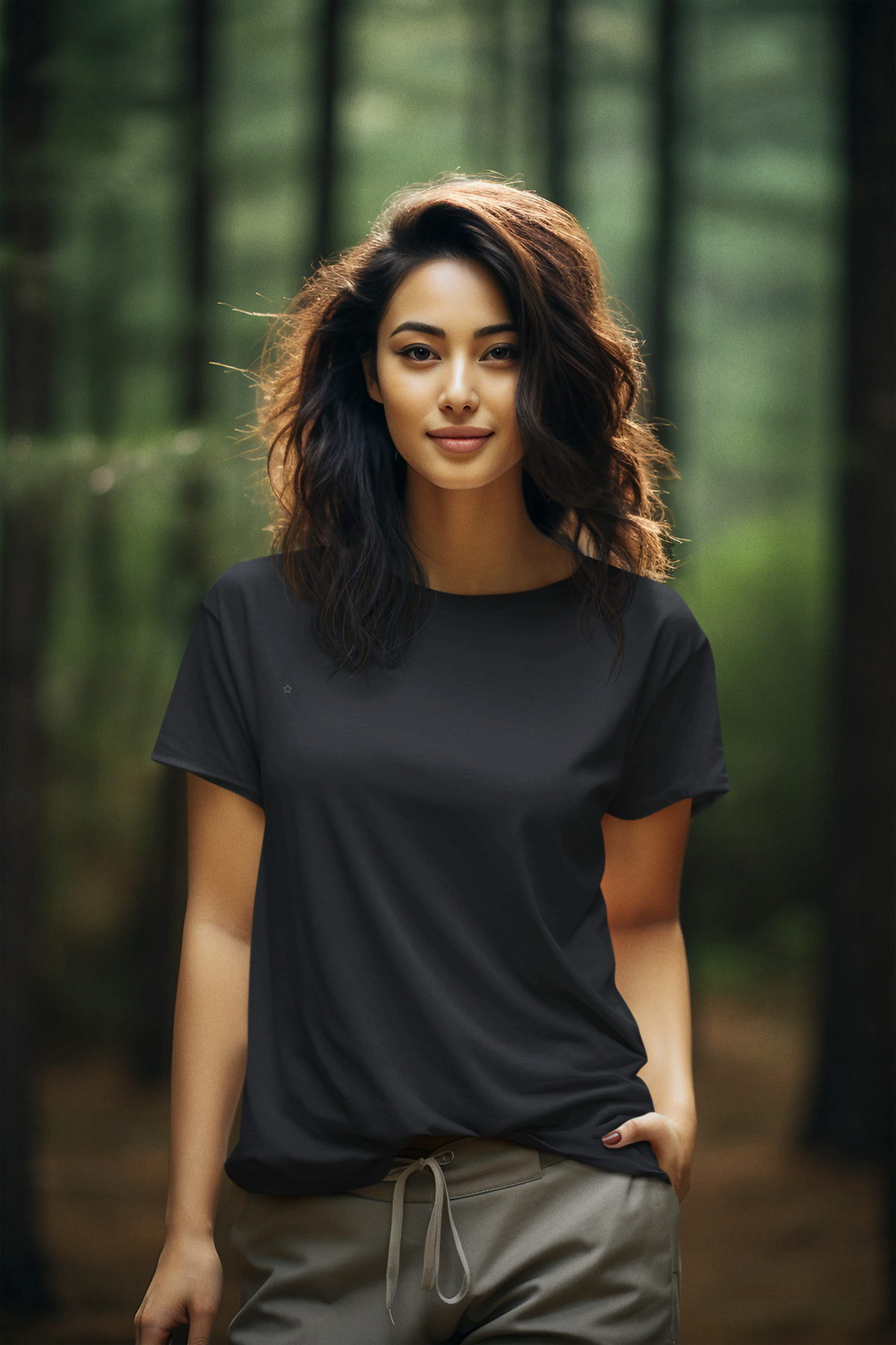 Gravitee Obsidian Night black Regular T-Shirt for Women – Premium Supima Collection | Gravitee Atelier