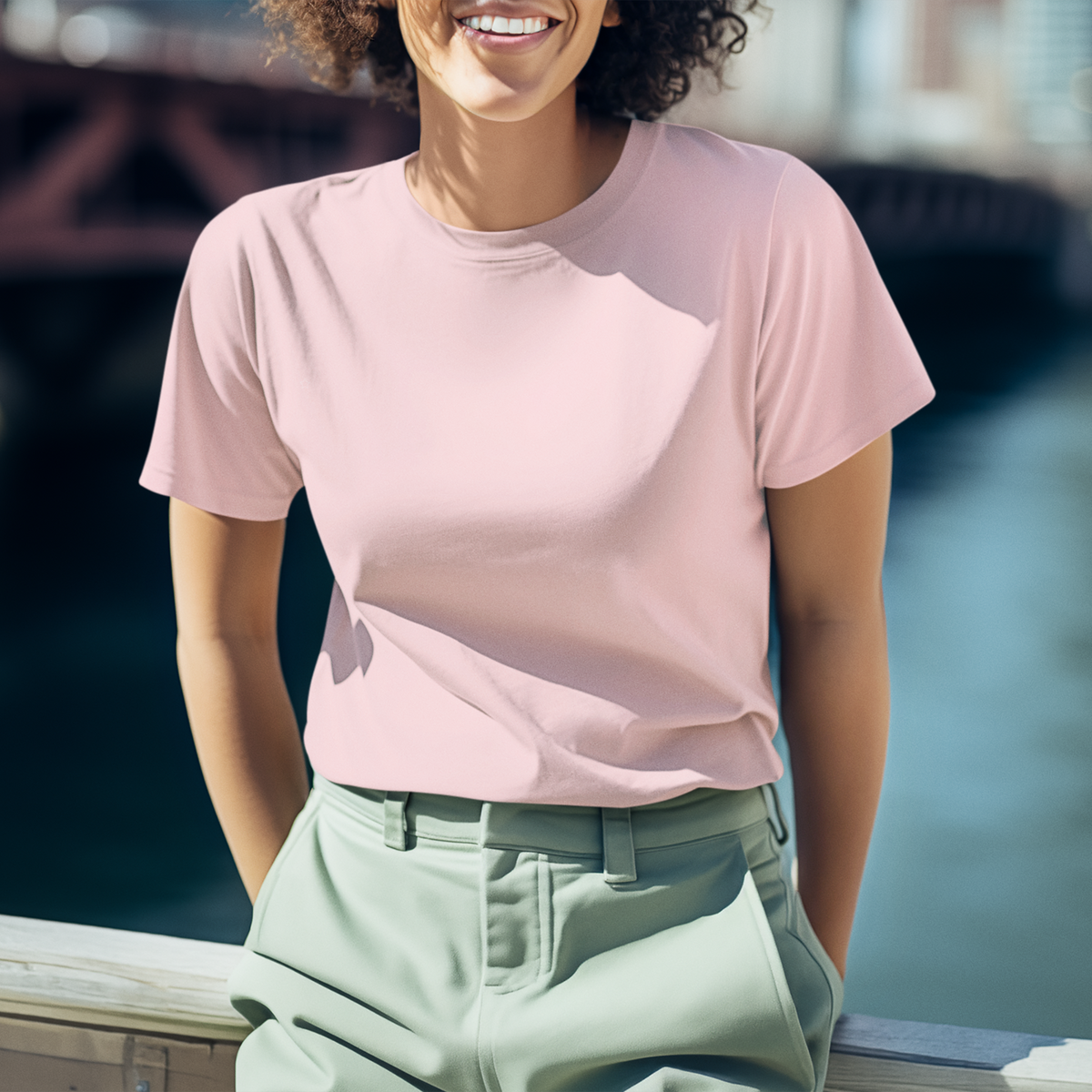 Gravitee Blush Petal pink Regular T-Shirt for Women – Atmospheric Elevations Collection | Gravitee Atelier