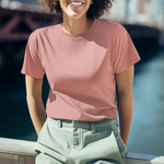 Gravitee Coral Dust pink Regular T-Shirt for Women – Atmospheric Elevations Collection | Gravitee Atelier