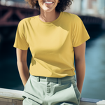 Gravitee Harvest Wheat yellow Regular T-Shirt for Women – Atmospheric Elevations Collection | Gravitee Atelier