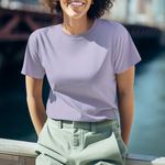 Gravitee Misty Lilac purple Regular T-Shirt for Women – Atmospheric Elevations Collection | Gravitee Atelier