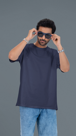 Gravitee Twilight Navy blue Oversized T-Shirt for Men – Earth Anchors Collection | Gravitee Atelier