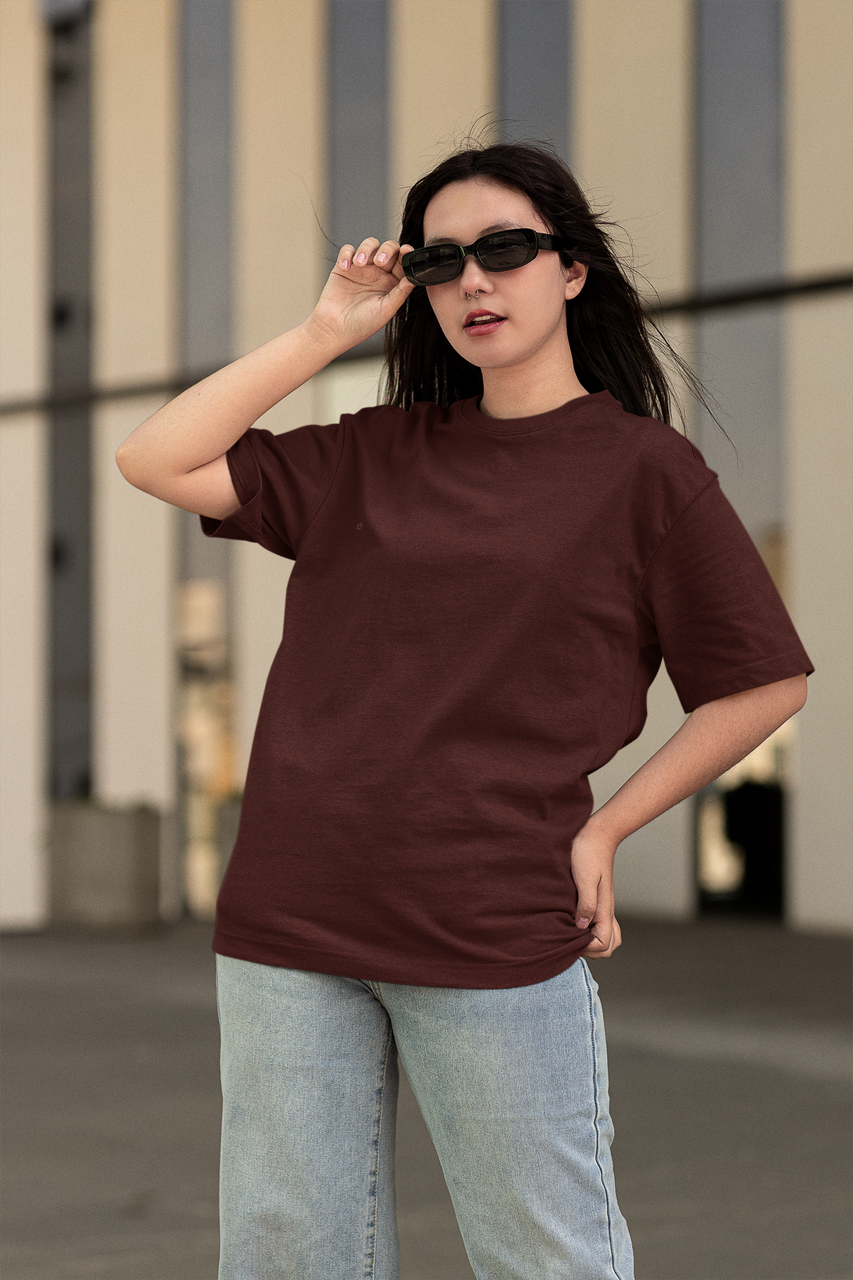 Gravitee Crimson Eclipse red Oversized T-Shirt for Women – Earth Anchors Collection | Gravitee Atelier
