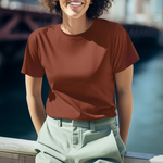 Gravitee Rustic Chestnut brown Regular T-Shirt for Women – Earth Anchors Collection | Gravitee Atelier