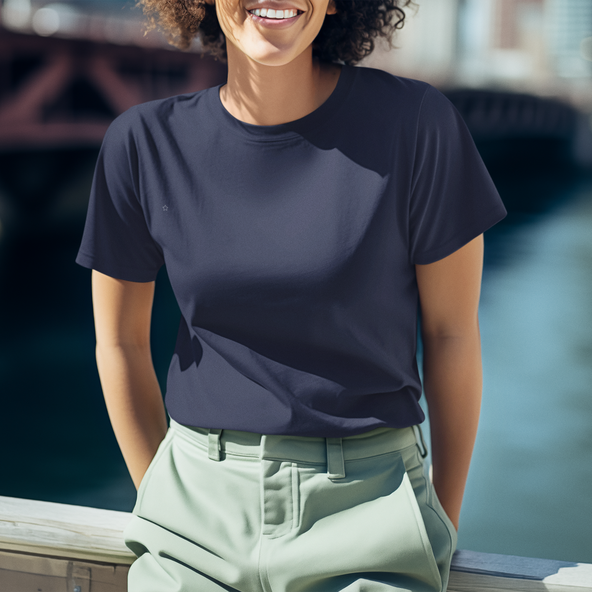 Gravitee Twilight Navy blue Regular T-Shirt for Women – Earth Anchors Collection | Gravitee Atelier