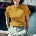Gravitee Wild Honey yellow Regular T-Shirt for Women – Earth Anchors Collection | Gravitee Atelier