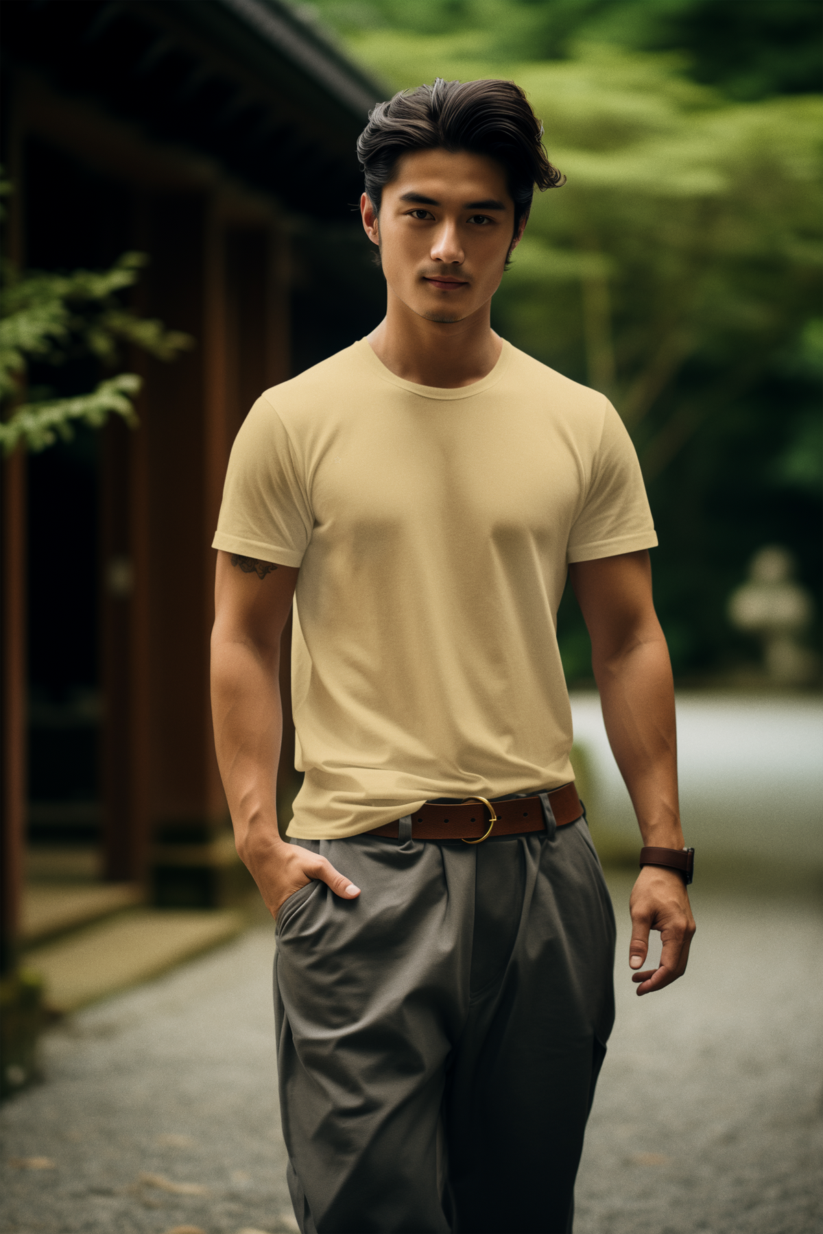 Gravitee Desert Dune beige Regular T-Shirt for Men – Premium Supima Collection | Gravitee Atelier
