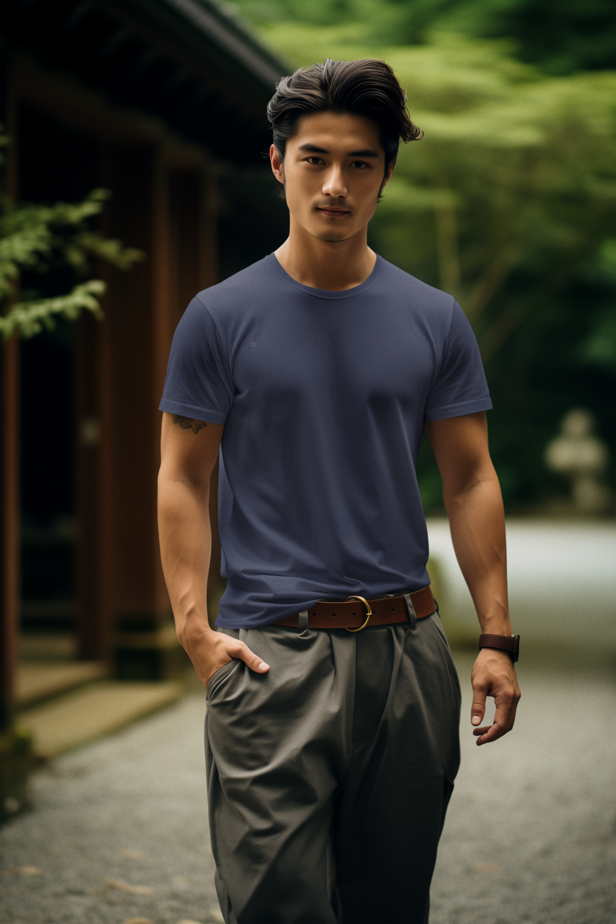 Gravitee Twilight Navy blue Regular T-Shirt for Men – Premium Supima Collection | Gravitee Atelier