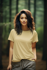 Gravitee Desert Dune beige Regular T-Shirt for Women – Premium Supima Collection | Gravitee Atelier