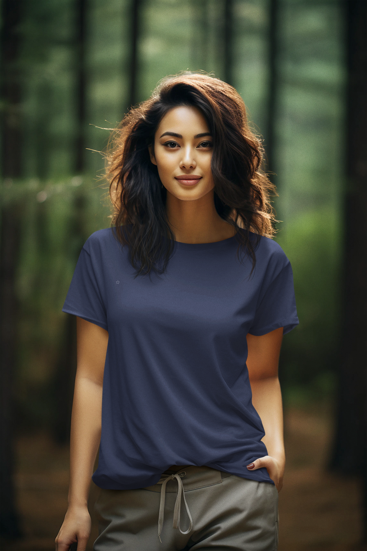 Gravitee Twilight Navy blue Regular T-Shirt for Women – Premium Supima Collection | Gravitee Atelier