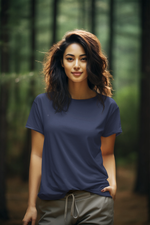 Gravitee Twilight Navy blue Regular T-Shirt for Women – Premium Supima Collection | Gravitee Atelier